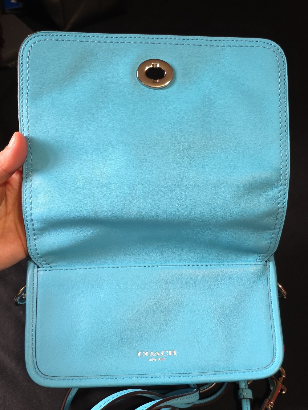 Coach Turquoise Crossbody Bag with Tassel Accent - Picture 5 of 7